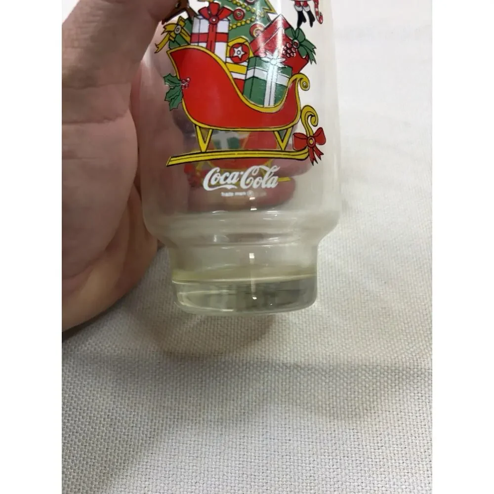 VTG Coca-Cola Drinking Glass Unisex 14 Oz 1985 McCrory Christmas Santa Sleigh